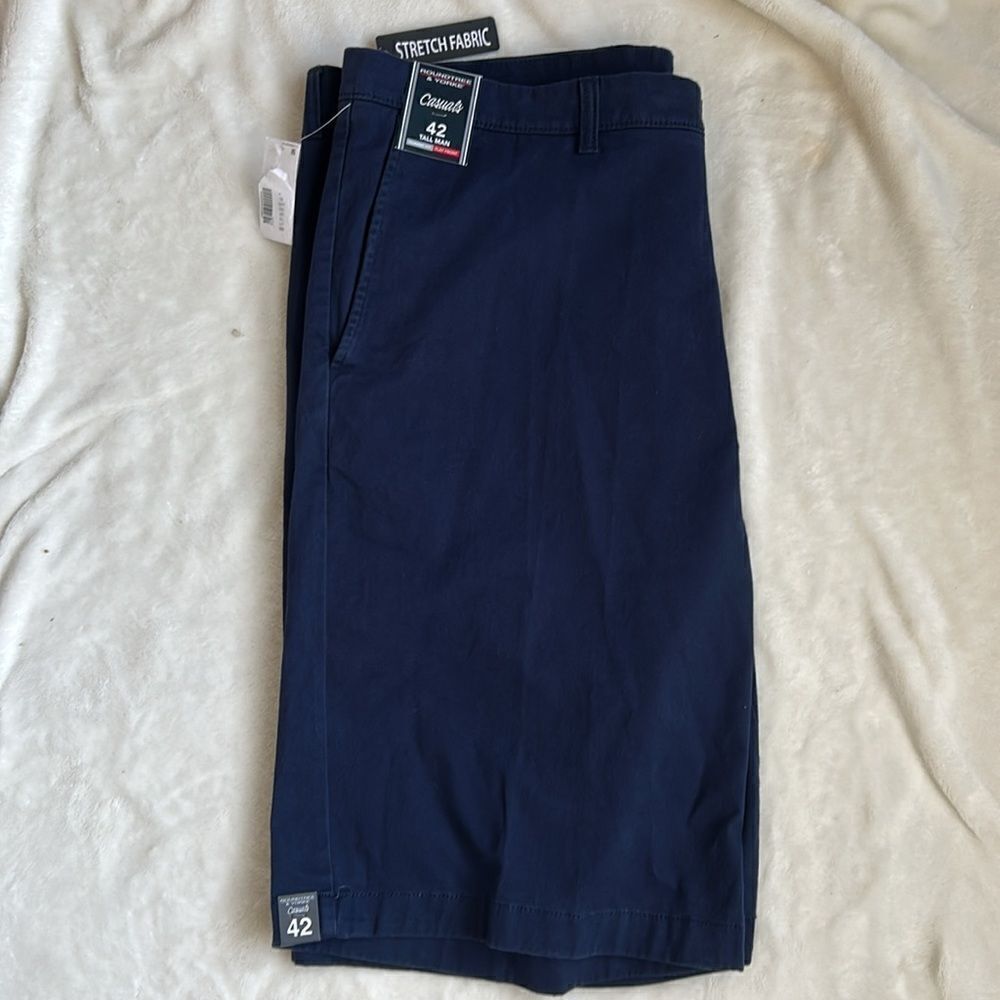 Roundtree & York Navy Flat Front Shorts Tall, size 42, NWT - Picture 3 of 7